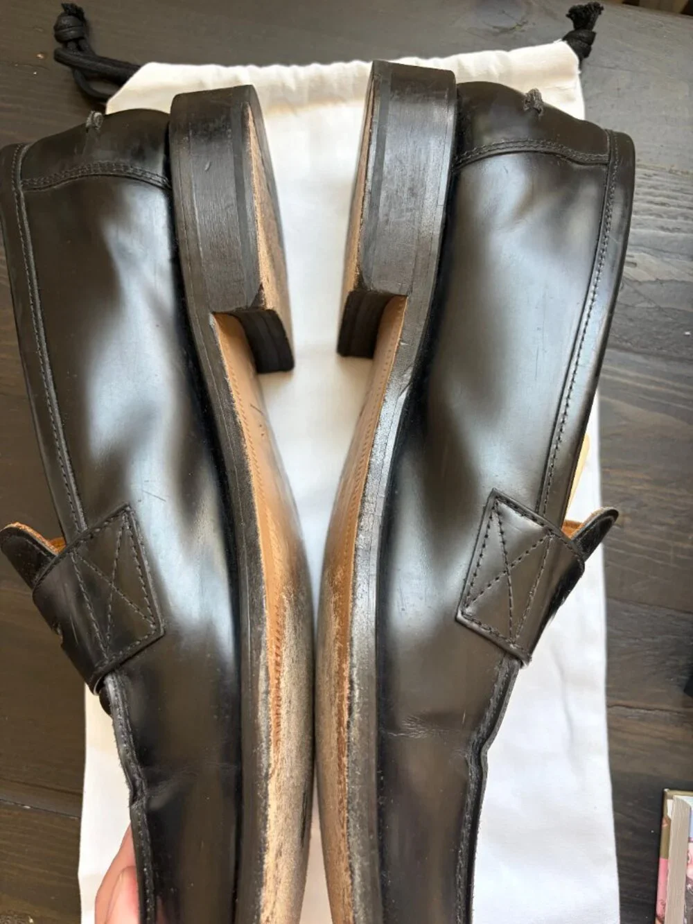 Mr Porter Black Leather Penny Loafers Size 13 (UK Size 12)